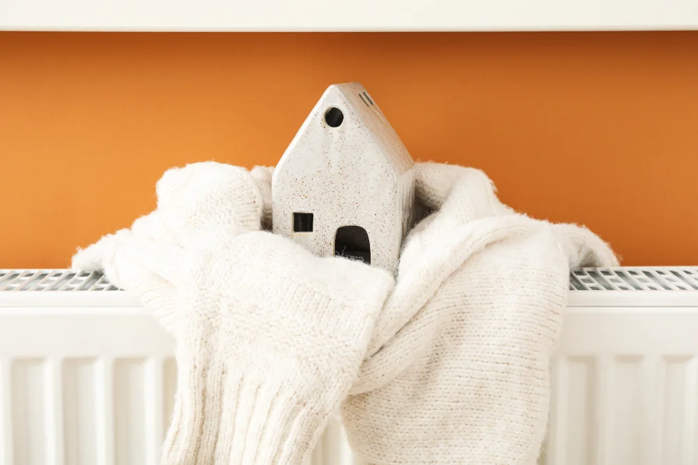 House draped in a sweater to convey comfort