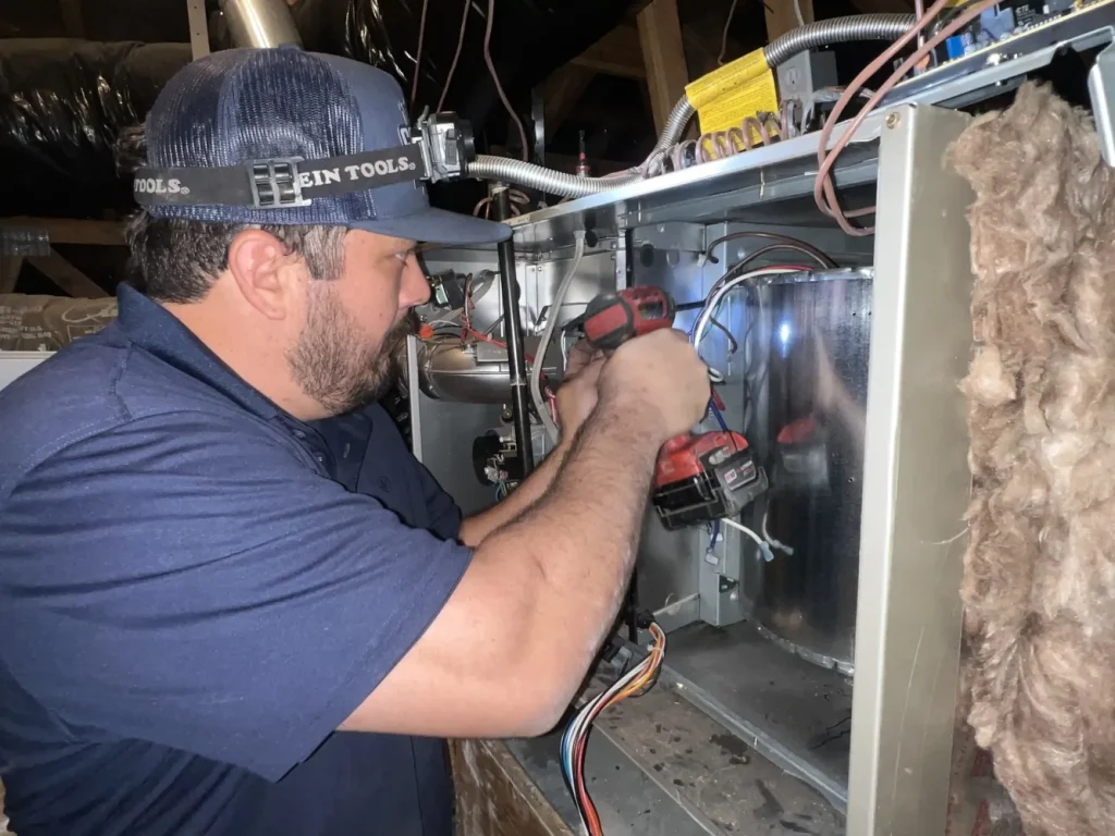 Salute AC technician performing maintenance