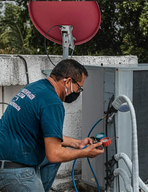 Salute technician working on outdoor unit